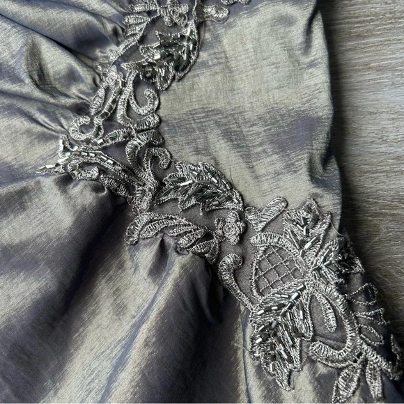 Vintage Jessica McClintock One Shoulder Satin Beaded Prom  Dress Made In US - Picture 8 of 16